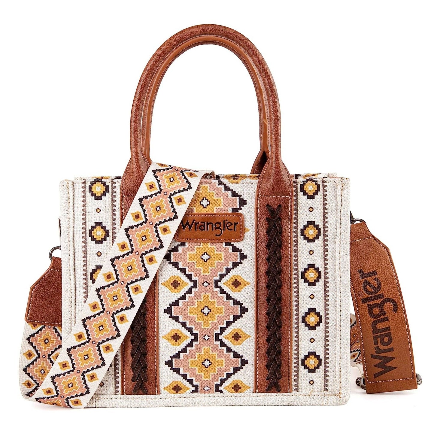 Wrangler Southwestern  Print Small Canvas Tote/Crossbody - Coffee: Coffee