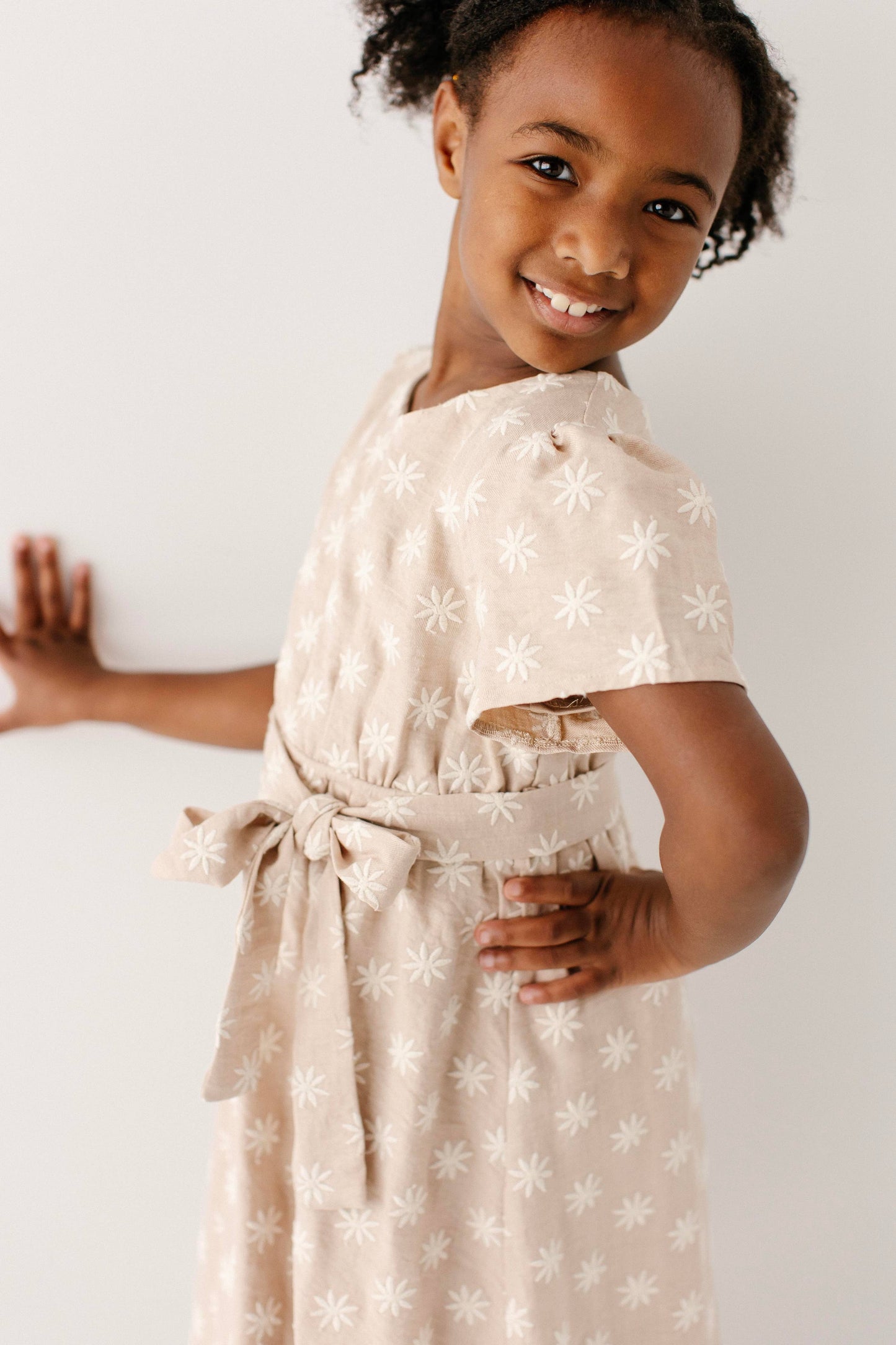 Ramona Girl Fall Embroidered Flower Midi Dress