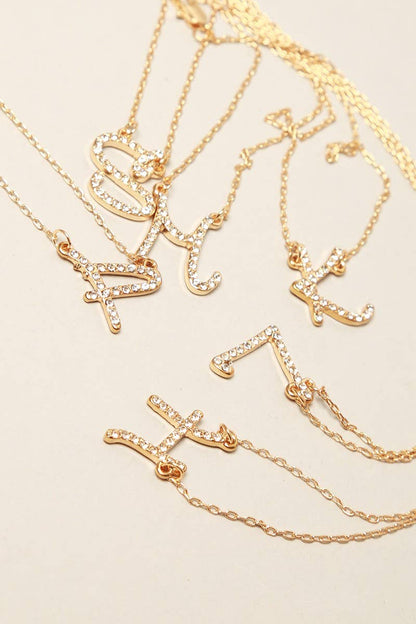 Cursive Initial Alphabet Pendant Necklaces: One Size / B