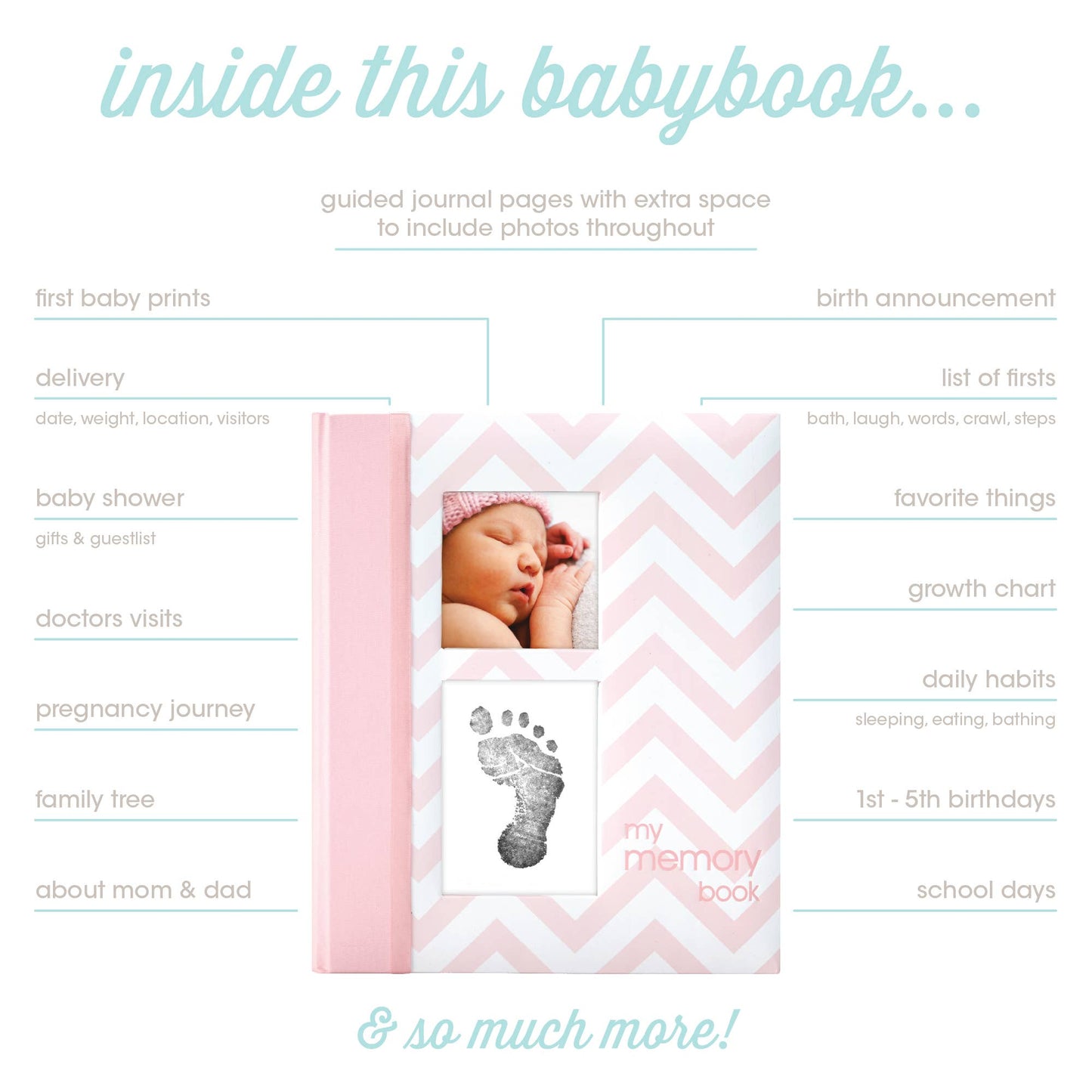 Chevron Baby Book and Clean-Touch Ink Pad Kit: Blue