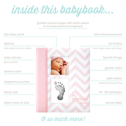 Chevron Baby Book and Clean-Touch Ink Pad Kit: Blue