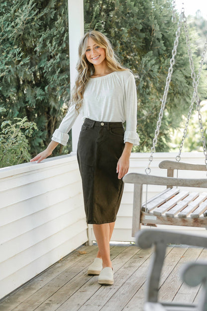 Remi Cafe Brown Midi Skirt
