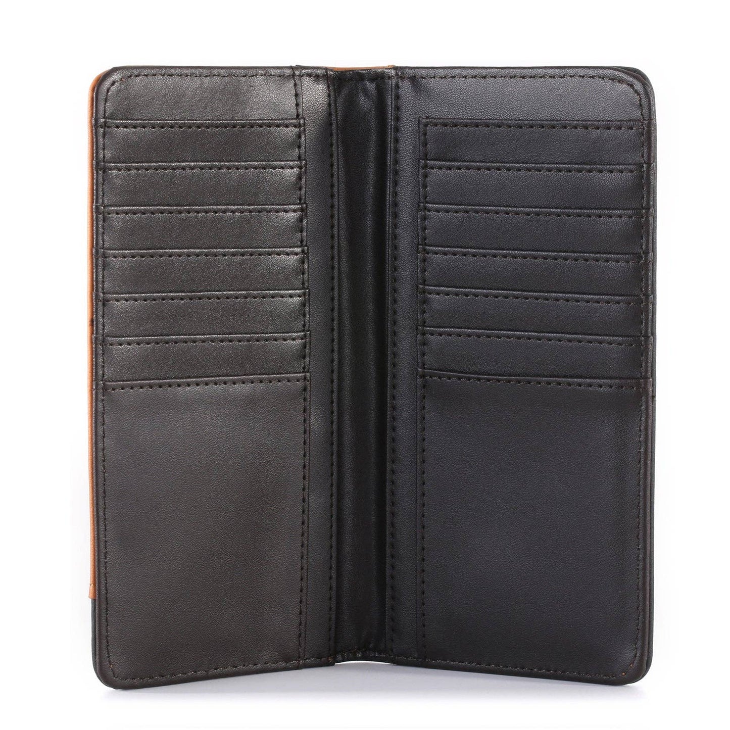 MW-612  Embossed Floral  Men's Bifold Long PU Leather Wallet: Black