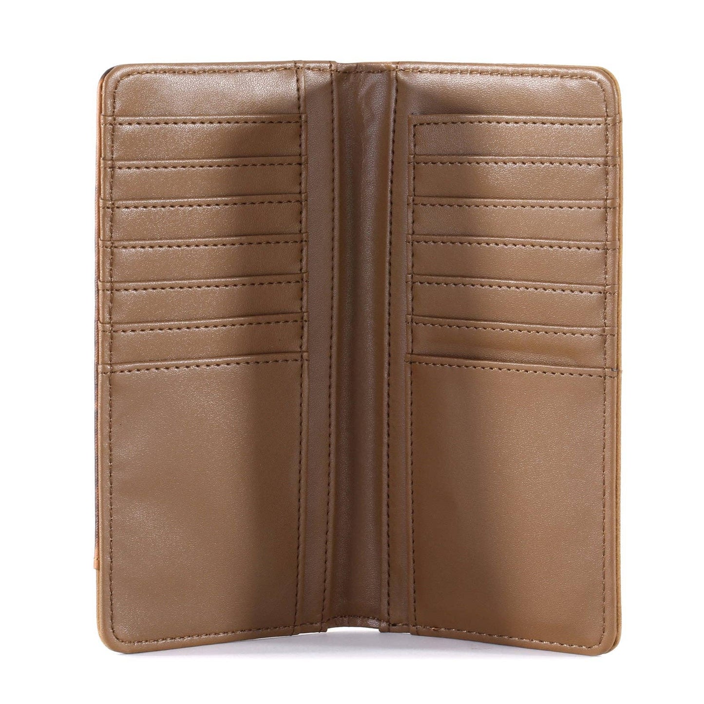 MW-613  Embossed Floral  Men's Bifold Long PU Leather Wallet: Brown