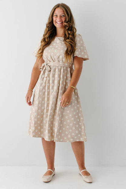 Ramona Fall Embroidered Flower Midi Dress