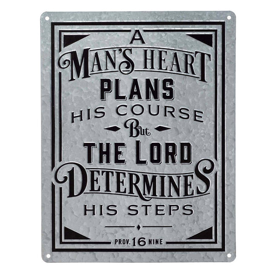 A Man's Heart Vintage Galvanized Metal Wall Art - Proverbs 1