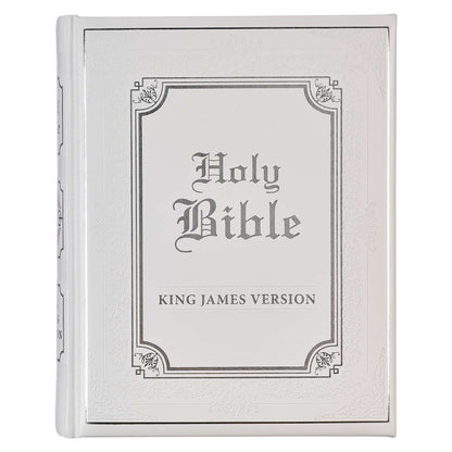 White Faux Leather King James Version Family Bible