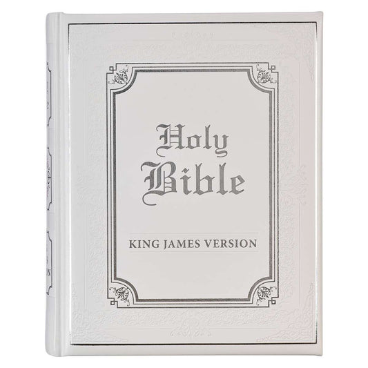 White Faux Leather King James Version Family Bible