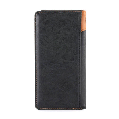 MW-607  Embossed Vintage Floral  Men's Bifold Long PU Leather Wallet: Black