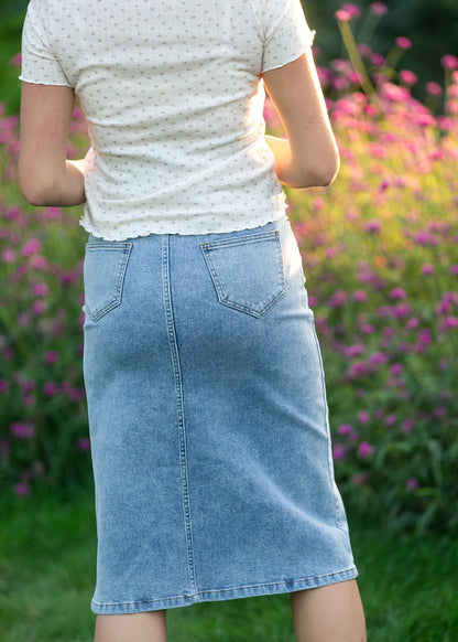 Josie A-line Denim Midi Skirt
