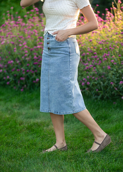 Josie A-line Denim Midi Skirt