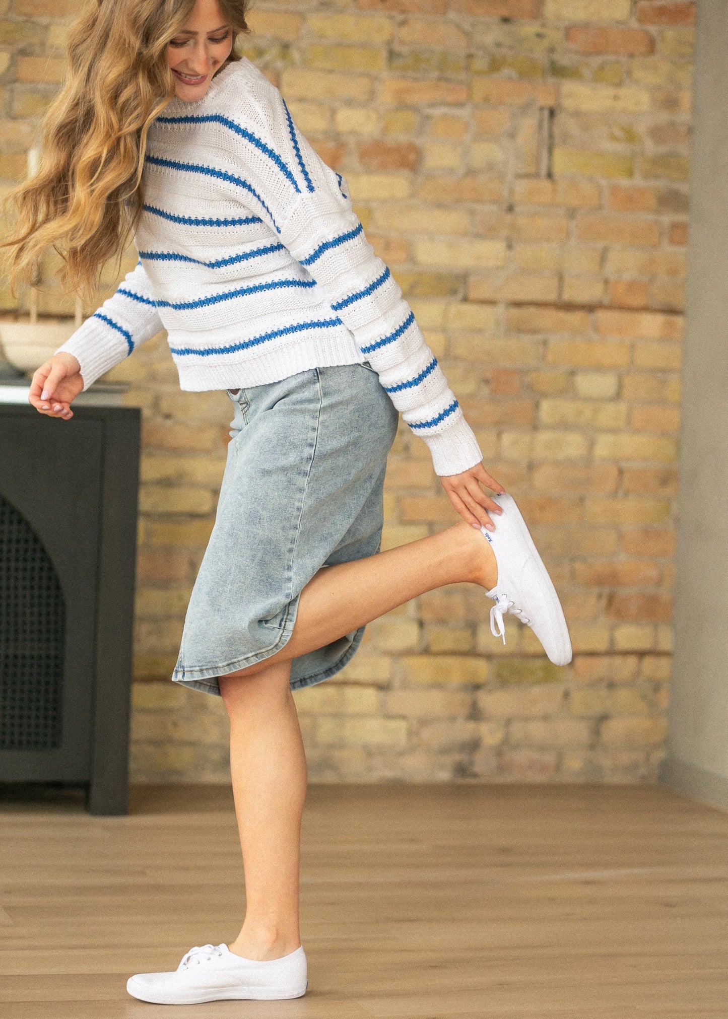 Josie A-line Denim Midi Skirt