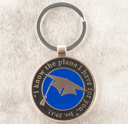 Christian Graduation Keychain Gift – Jeremiah 29:11 Key Ring with Cap & Tassel in Tin