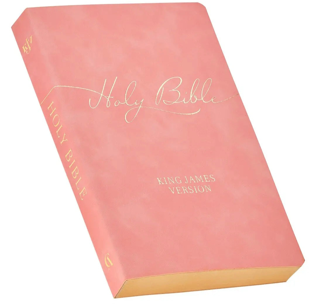 Marbled Coral Pink Faux Leather King James Version Gift Bible