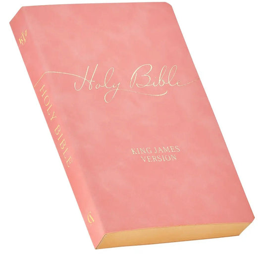 Marbled Coral Pink Faux Leather King James Version Gift Bible