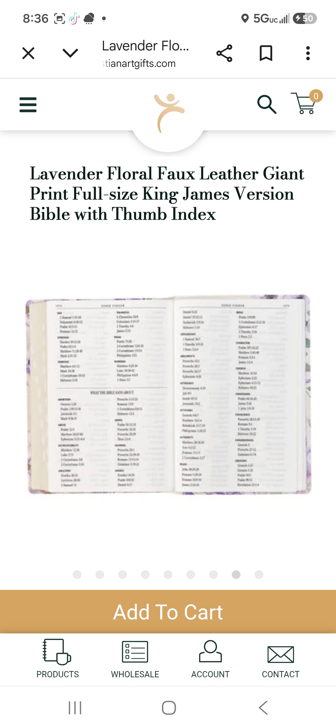 Lavender Floral Faux Leather Giant Print Full-size King James Version Bible with Thumb Index