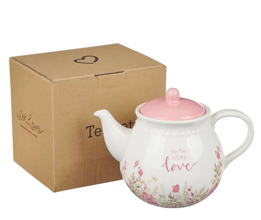 Faith, Hope, and Love Petite Floral Teapot