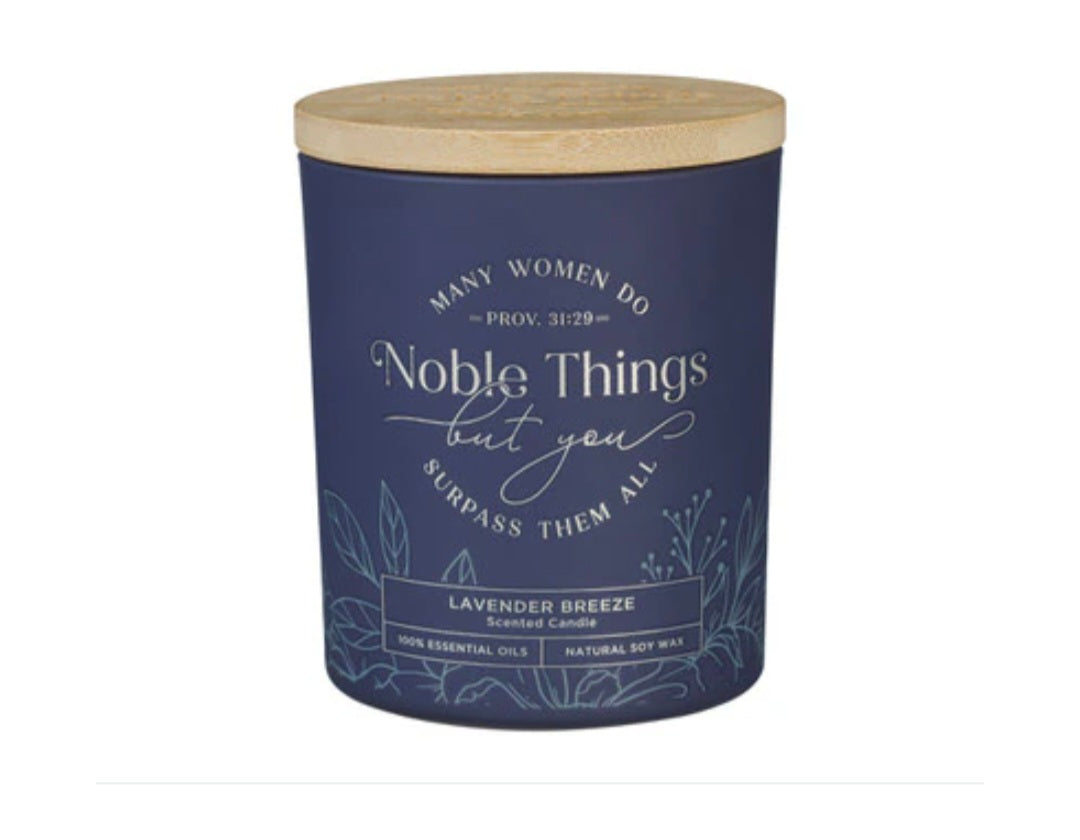 Noble Things Lavender Breeze Candle in a Glass Jar - Proverbs 31:29