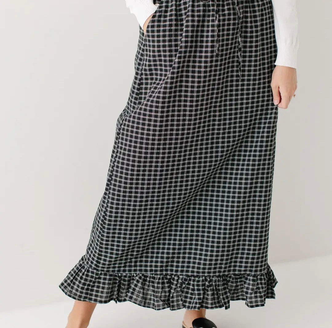 Jenn' Plaid Mini Ruffle Maxi Skirt