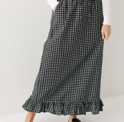 Jenn' Plaid Mini Ruffle Maxi Skirt