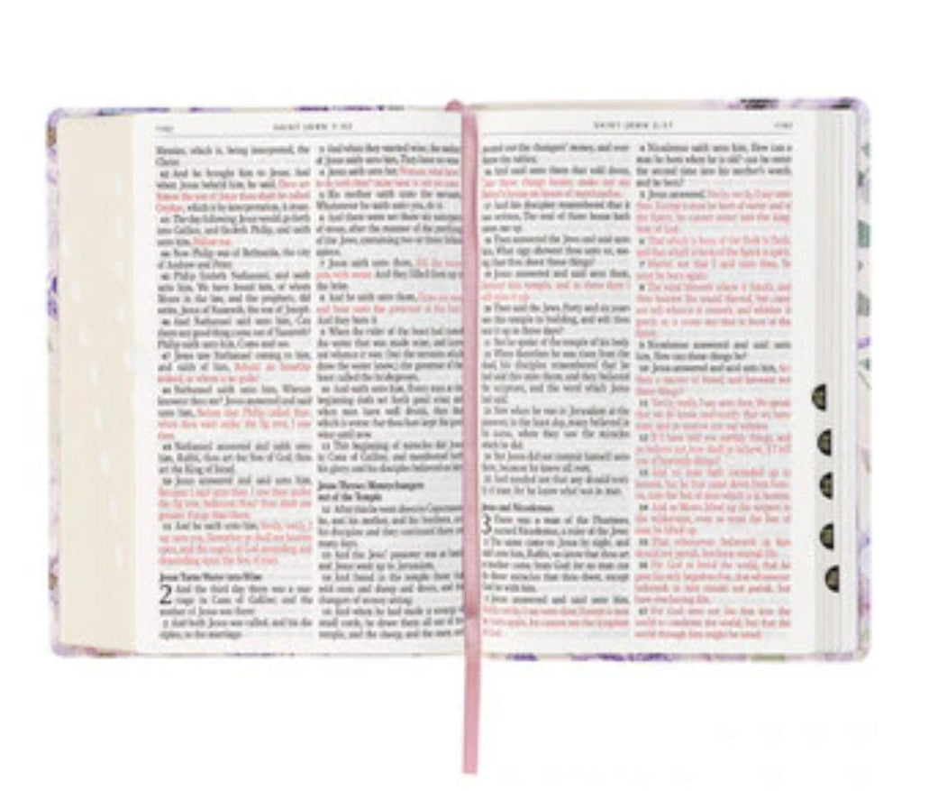 Lavender Floral Faux Leather Giant Print Full-size King James Version Bible with Thumb Index