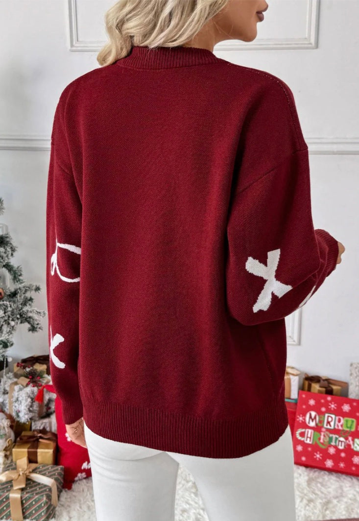 Coquette Bow Print Sweater