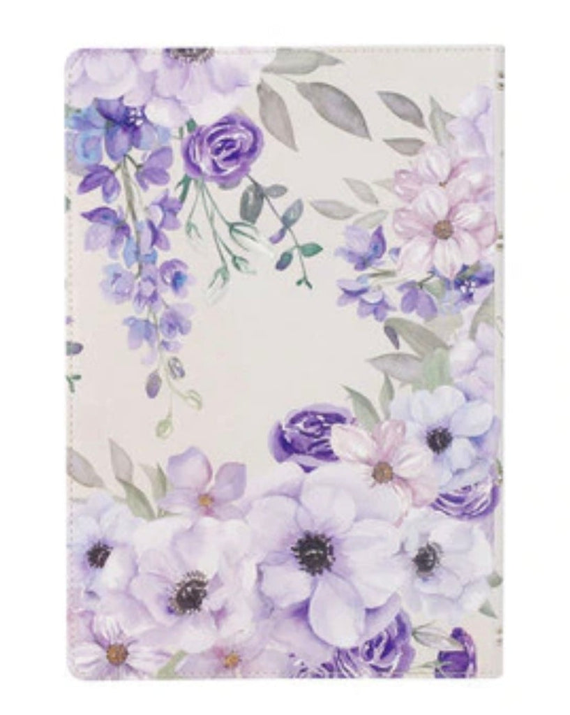 Lavender Floral Faux Leather Giant Print Full-size King James Version Bible with Thumb Index