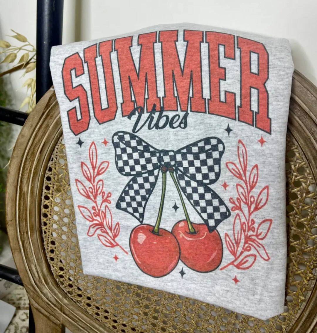 Ladies Summer Vibes Cherries 🍒 Tee