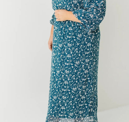 Naomi' Long Sleeve Floral Midi Dress