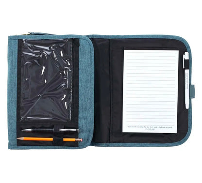 Bible Cover Organizer Tri-Fold Teal Faith Badge