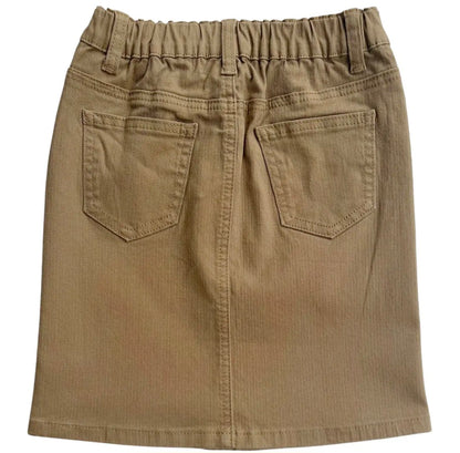 Girls JDA Dark Khaki Denim Skirt with Elastic Waistband