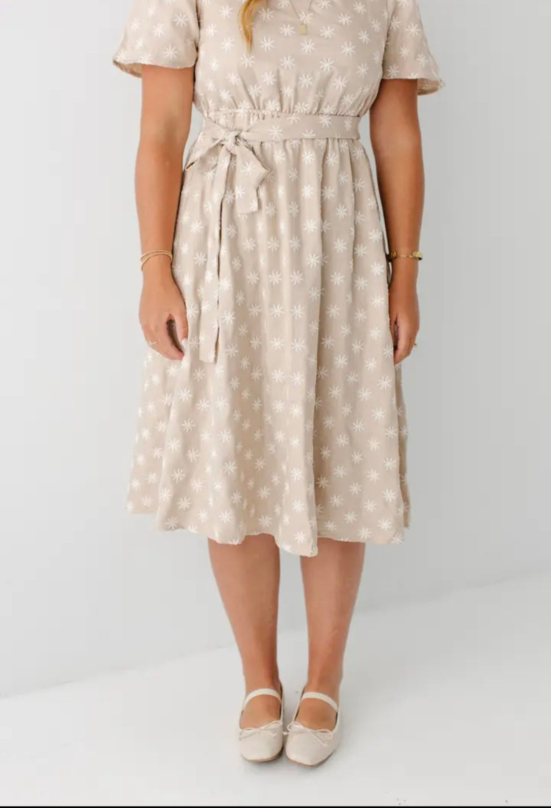 Ramona Embroidered Flower Midi Dress