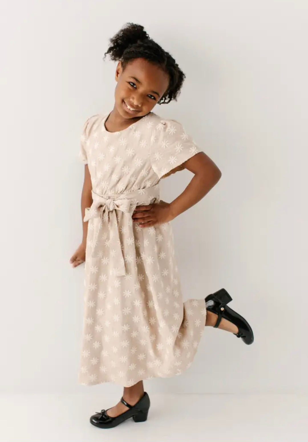 Ramona Girl Embroidered Flower Midi Dress