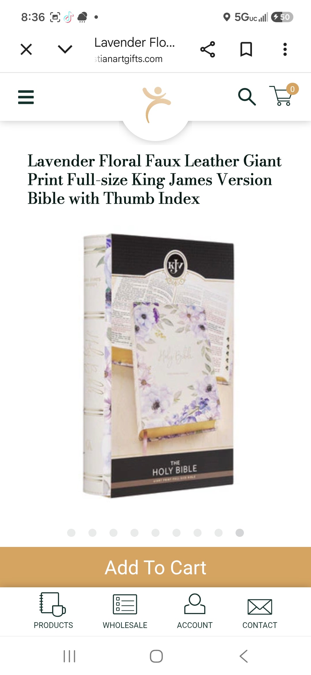 Lavender Floral Faux Leather Giant Print Full-size King James Version Bible with Thumb Index