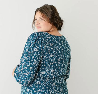 Naomi' Long Sleeve Floral Midi Dress