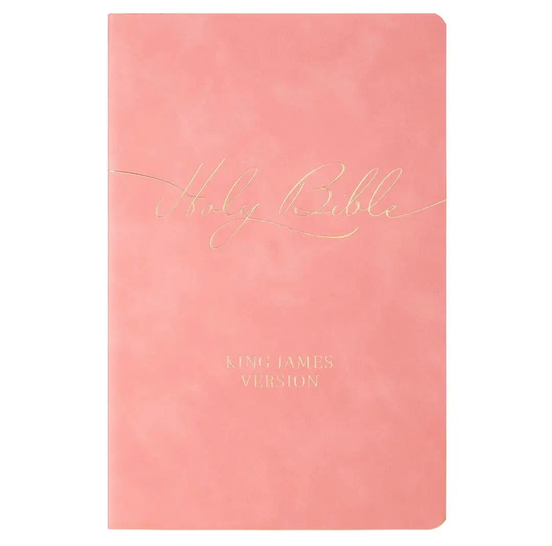 Marbled Coral Pink Faux Leather King James Version Gift Bible