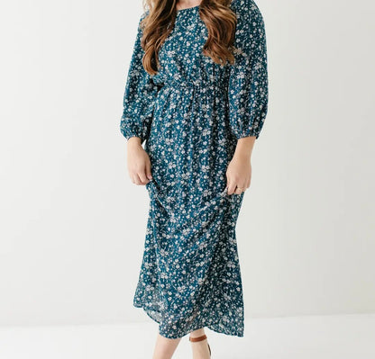 Naomi' Long Sleeve Floral Midi Dress