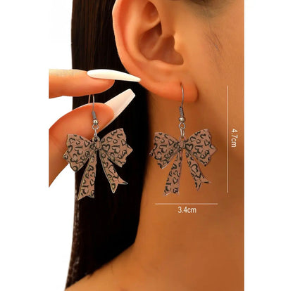 Stylish Leopard Printed Bow Stainless Hook Earrings