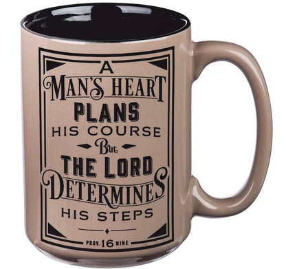Mug Brown/Black "A Man's Heart Proverbs 16:9