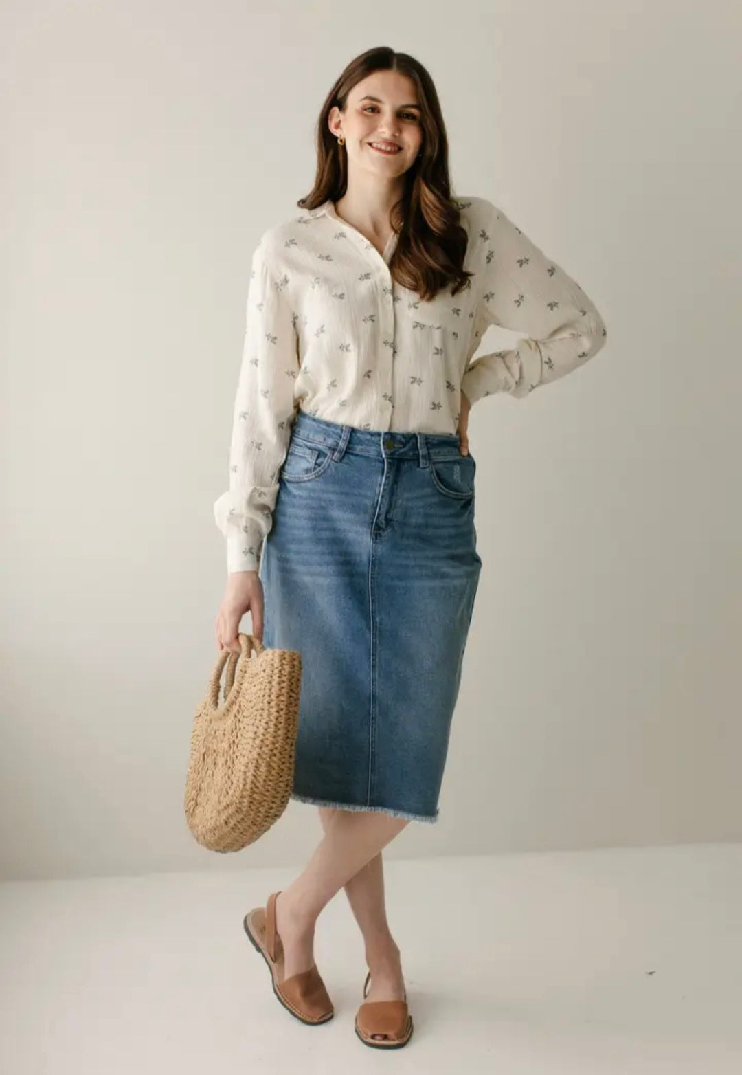 Nala' Distressed Denim Skirt