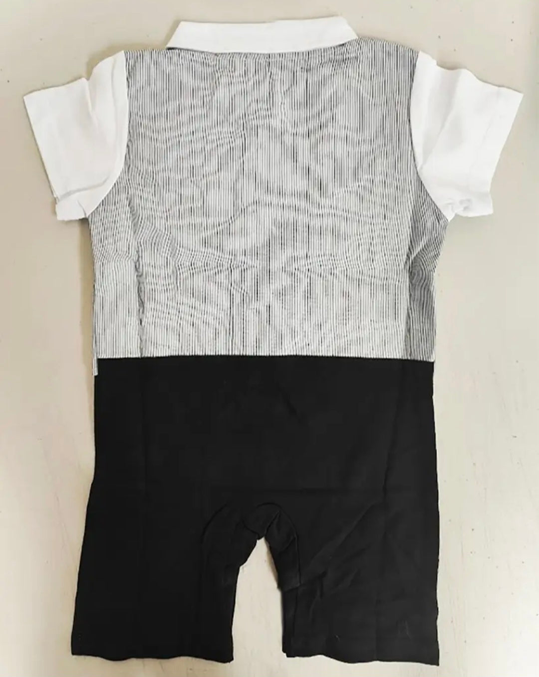 Grey Double Breasted Baby Tuxedo Romper