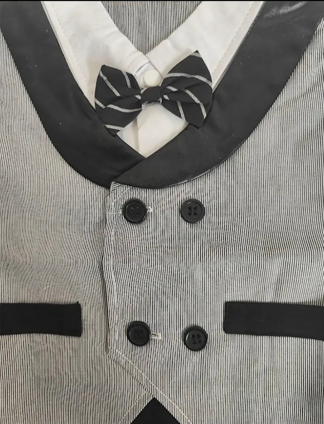 Grey Double Breasted Baby Tuxedo Romper