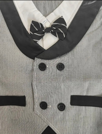 Grey Double Breasted Baby Tuxedo Romper