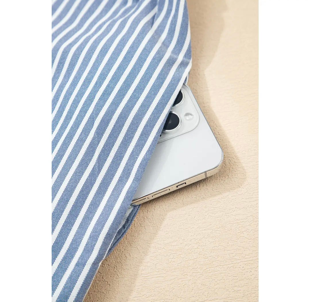 Sky Blue Stripe Crisscross Lace Detail Mixed Striped Patchwork Shift Long Dress