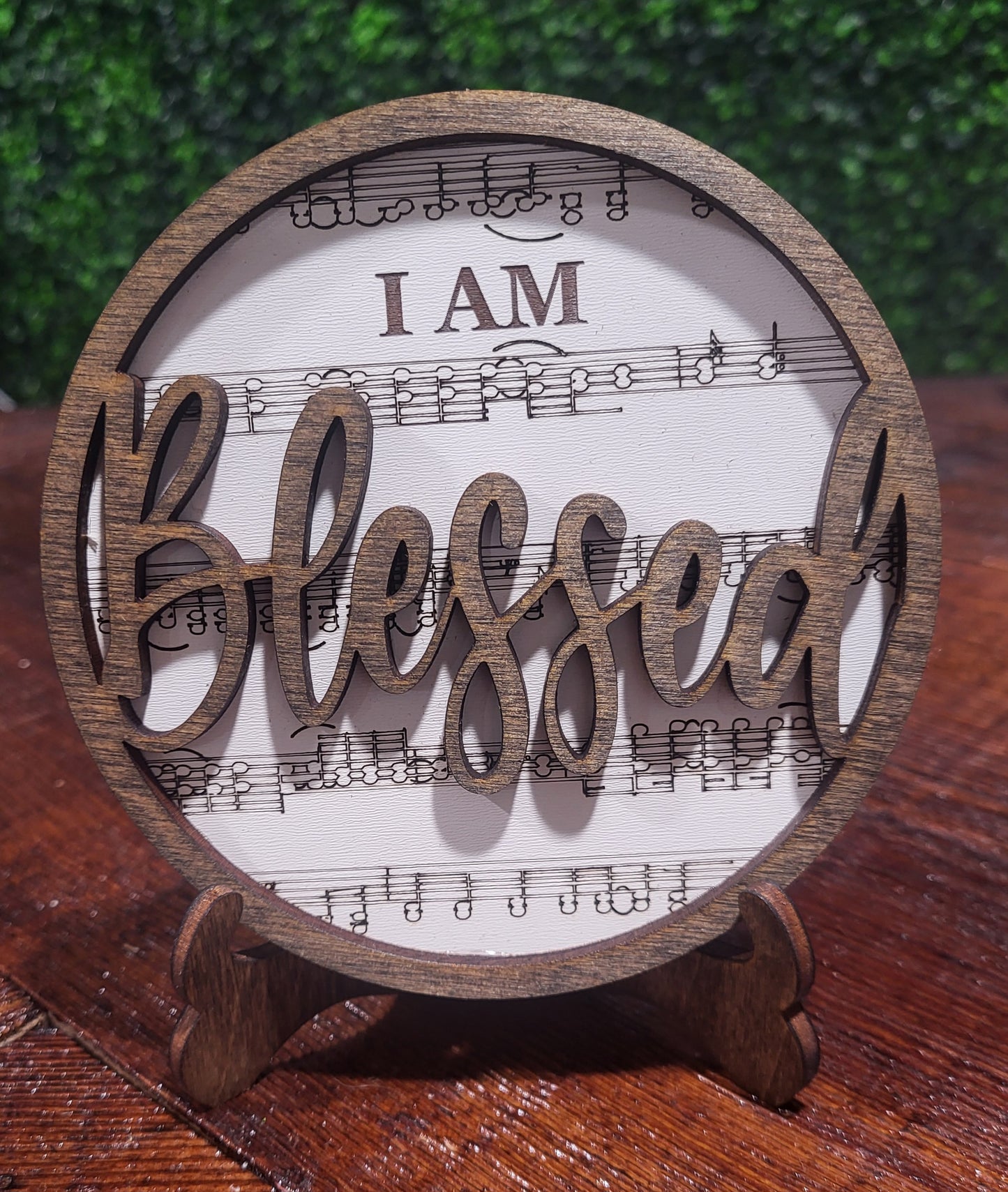 Wooden Stand "I am Blessed" Decor on stand