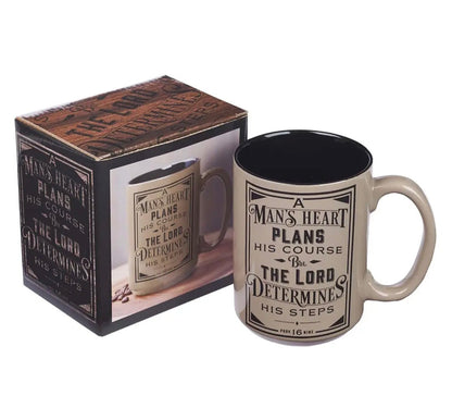 Mug Brown/Black "A Man's Heart Proverbs 16:9