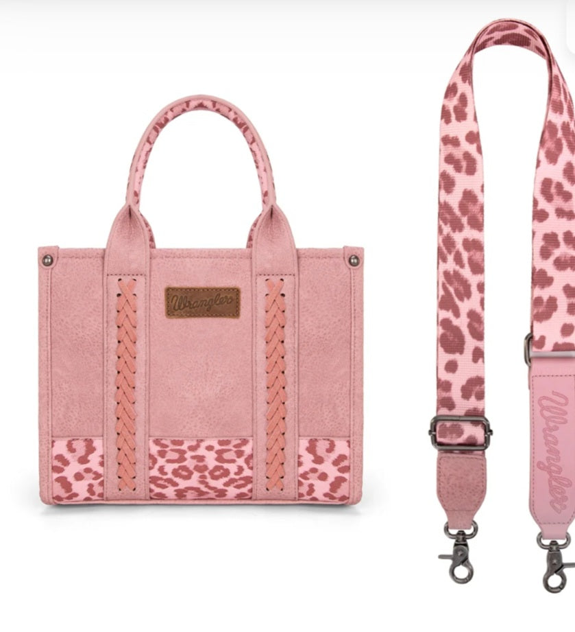 Wrangler Leopard Print Concealed Carry Tote/Crossbody - Pink