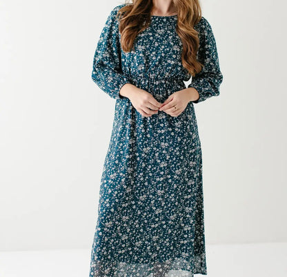 Naomi' Long Sleeve Floral Midi Dress