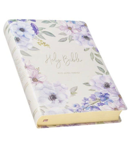 Lavender Floral Faux Leather Giant Print Full-size King James Version Bible with Thumb Index