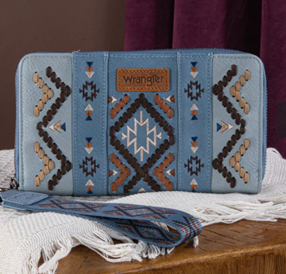 Wrangler Aztec Embroidered Whipstitch Wristlet
